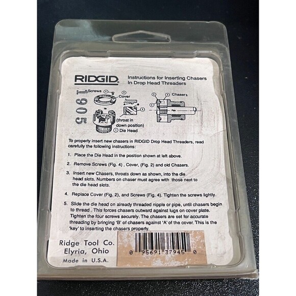 RIDGID 1/8" NPSM Alloy Steel Pipe Dies 37945 - 1 Pack - Picture 2 of 3